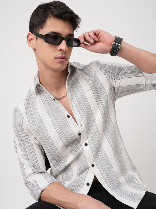 Stripe Elegance White Shirt