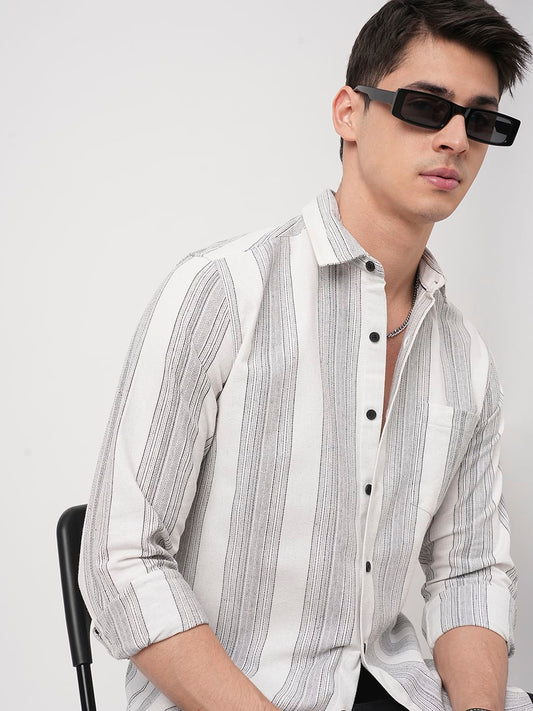 Stripe Elegance White Shirt