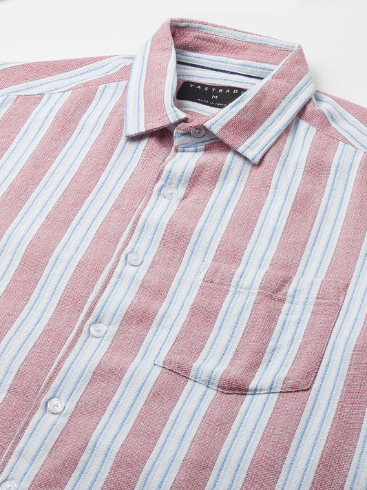 Pink & Blue Broad Striped Shirt