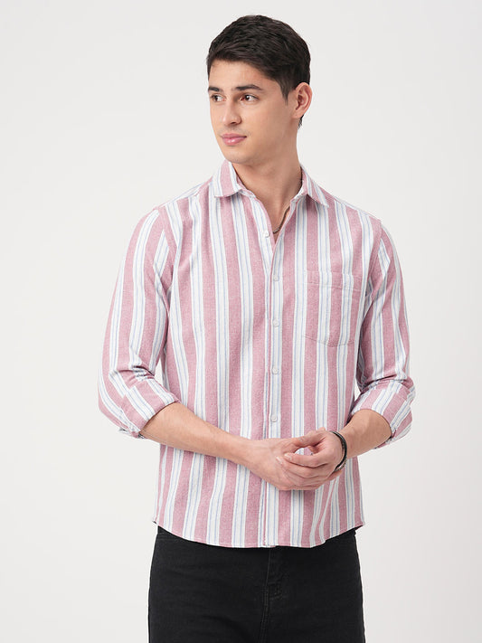 Pink & Blue Broad Striped Shirt