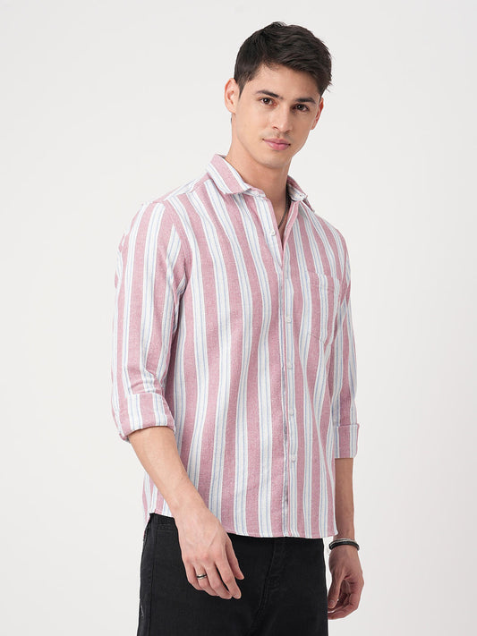 Pink & Blue Broad Striped Shirt