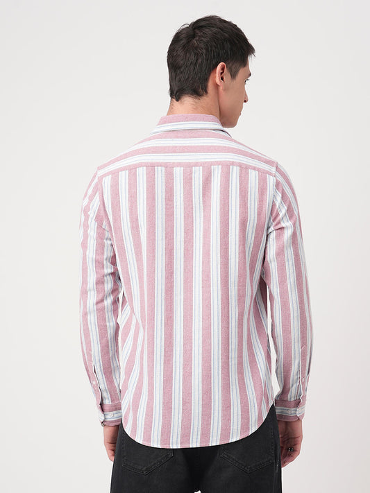 Pink & Blue Broad Striped Shirt