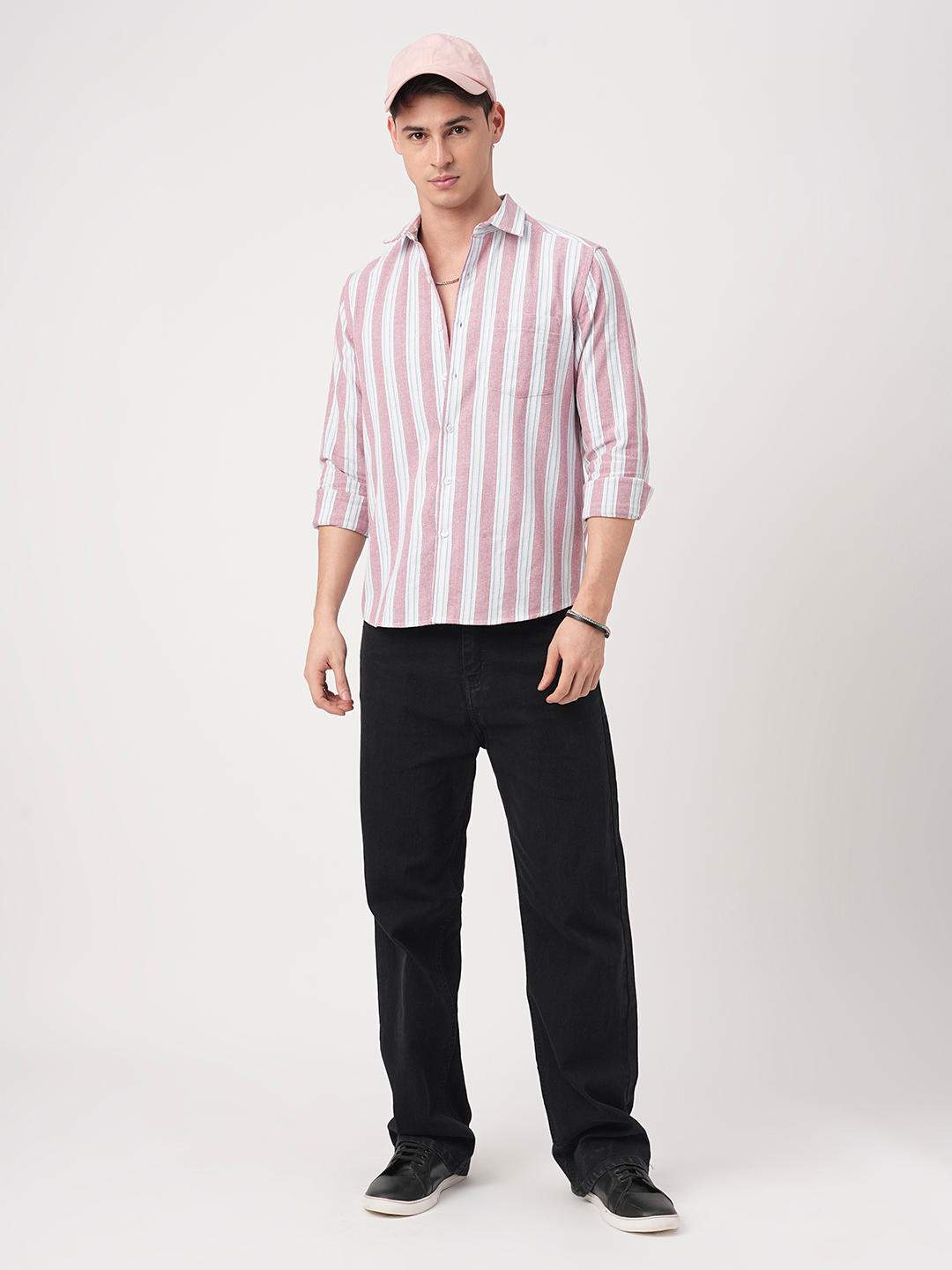 Pink & Blue Broad Striped Shirt