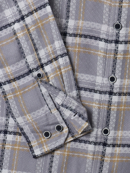 Fossil Grey Diamond Jacquard Checkered Shirt