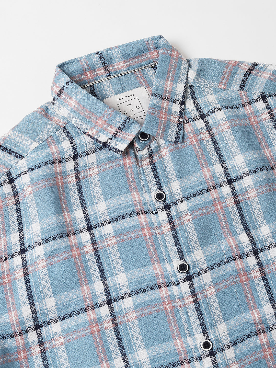 Tiffany Blue Diamond Jacquard Checkered Shirt