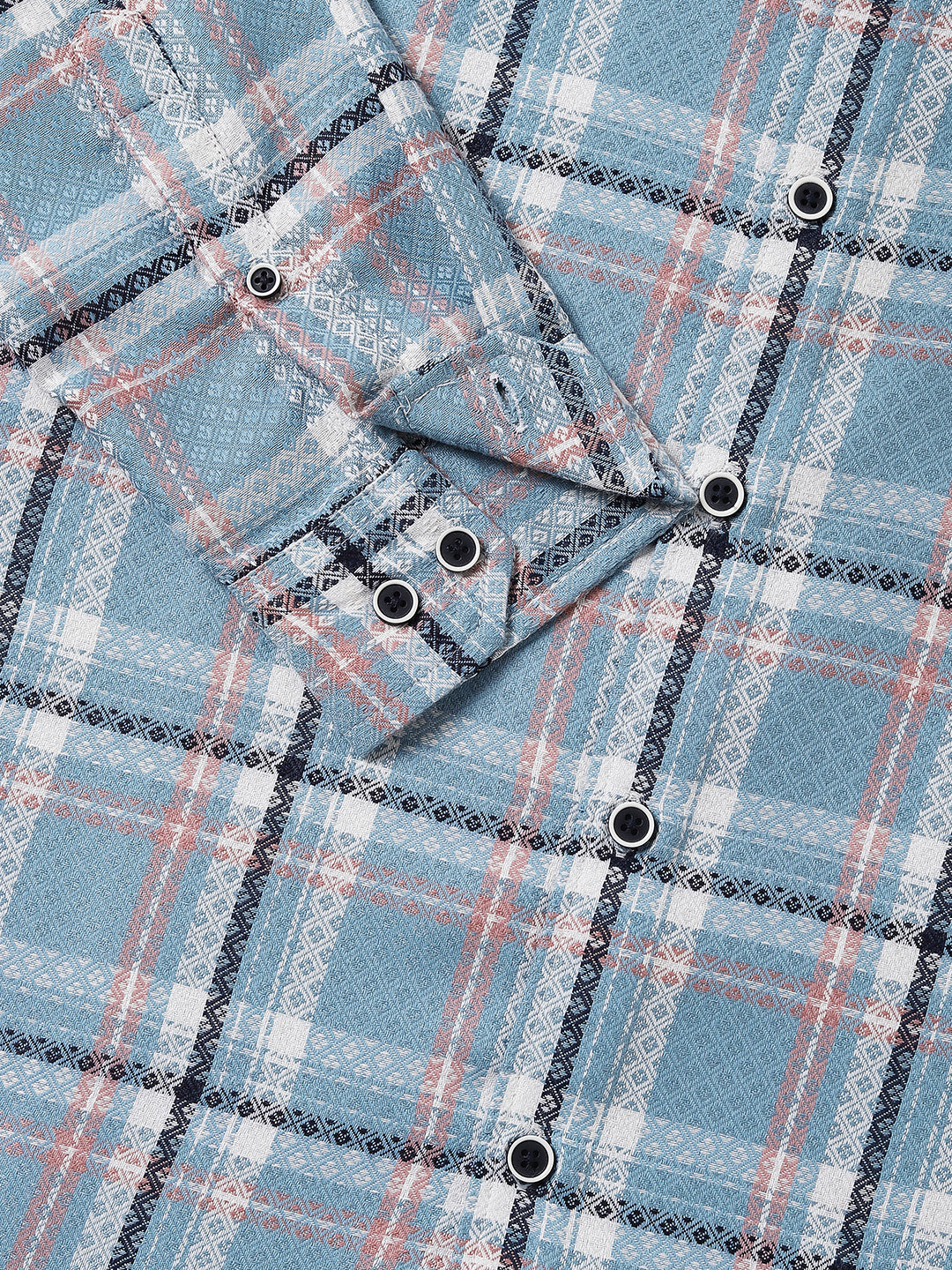 Tiffany Blue Diamond Jacquard Checkered Shirt