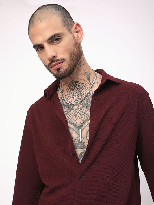 Maroon Textured Shirt