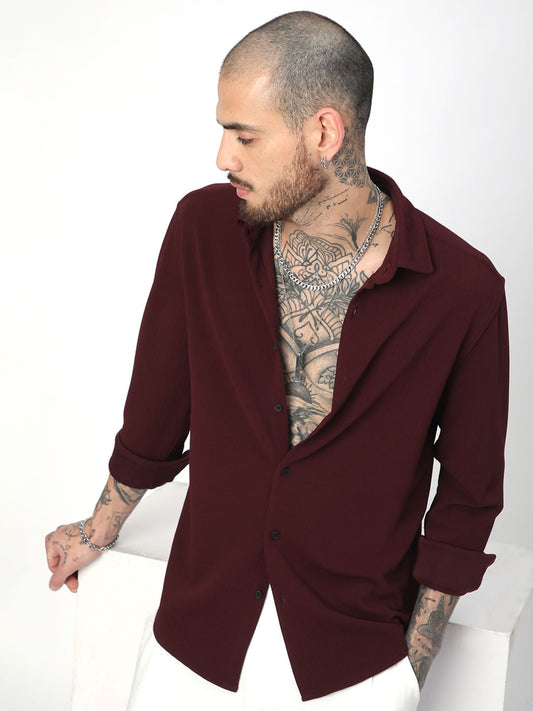 Maroon Textured Shirt