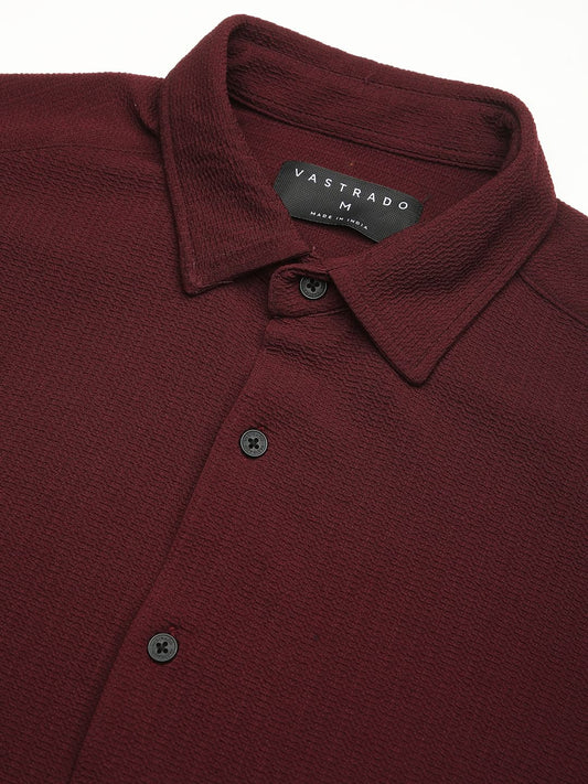 Maroon Textured Shirt