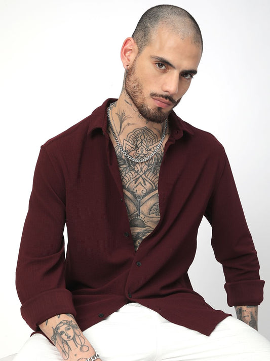 Maroon Textured Shirt