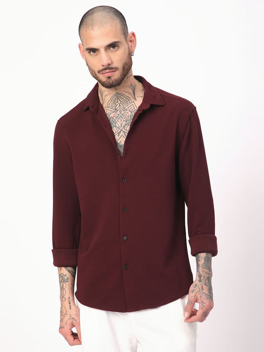 Maroon Textured Shirt