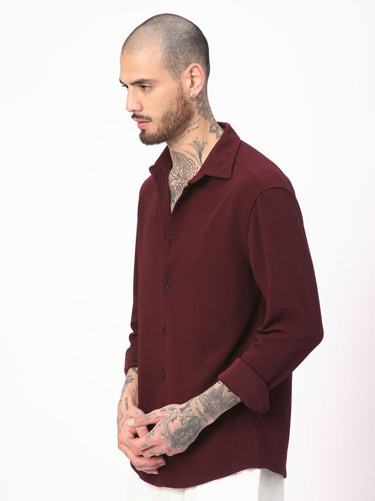 Maroon Textured Shirt