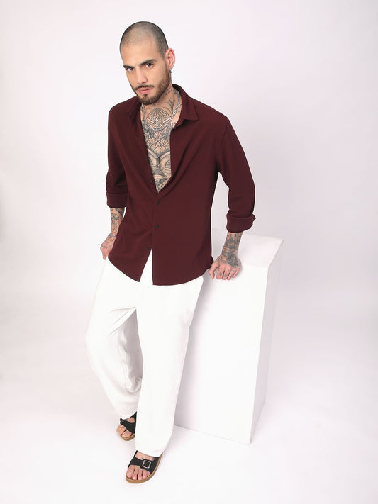 Maroon Textured Shirt