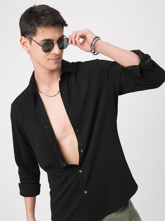 Obsidian Black Textured Shirt