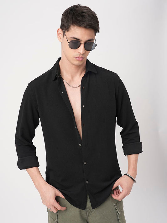 Obsidian Black Textured Shirt
