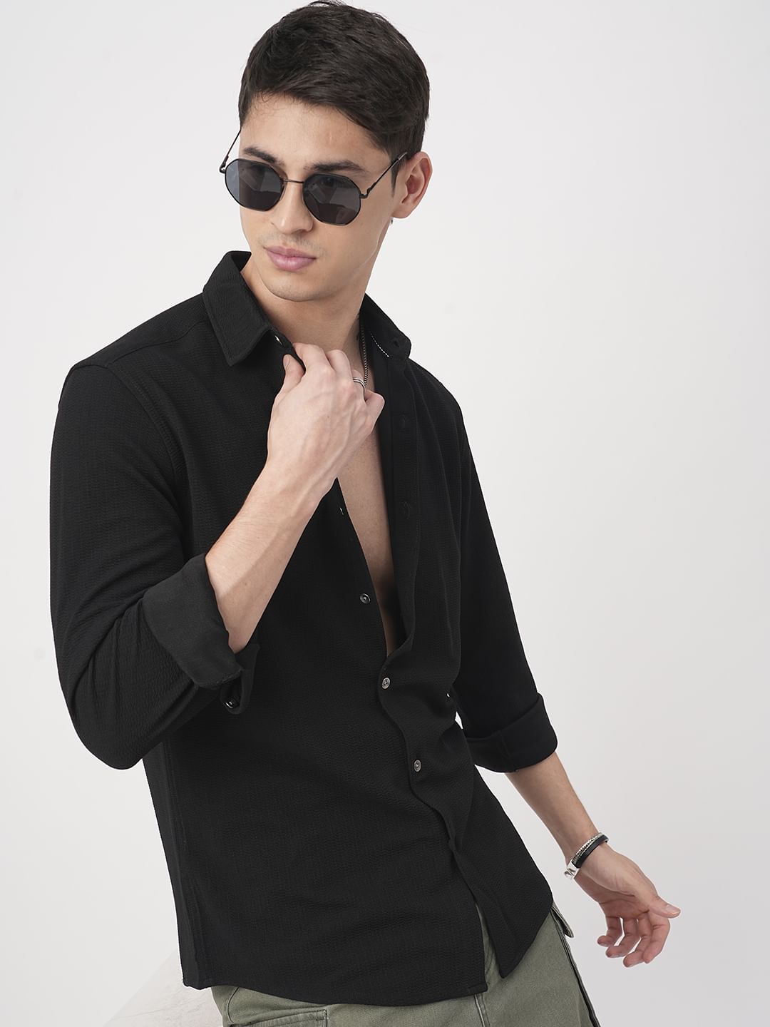 Obsidian Black Textured Shirt