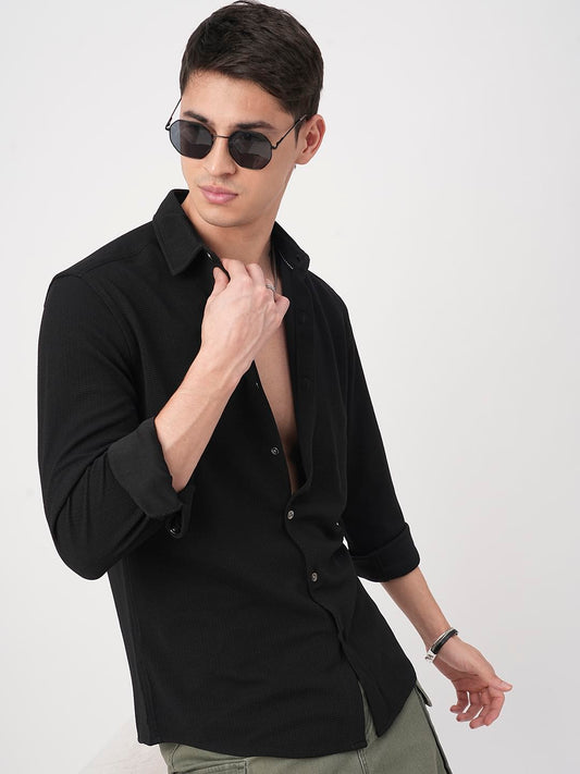 Obsidian Black Textured Shirt