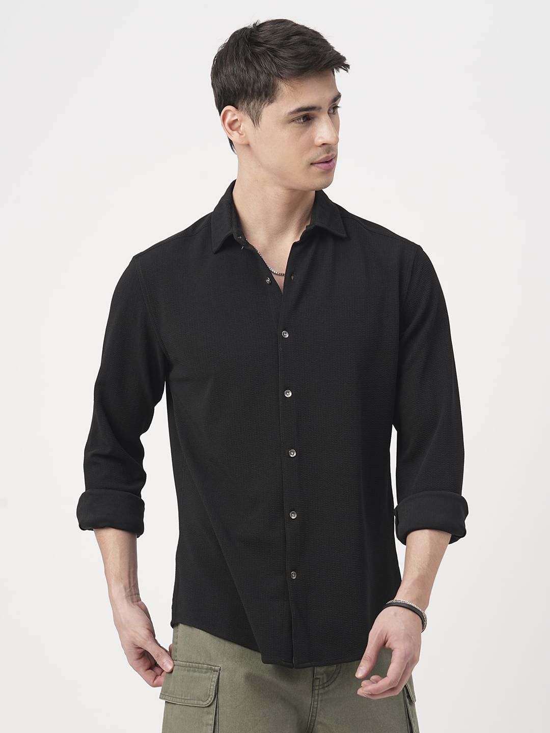 Obsidian Black Textured Shirt