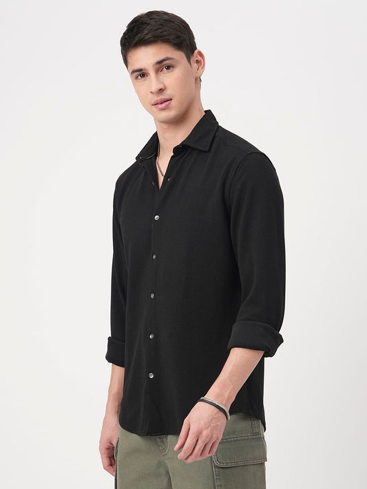 Obsidian Black Textured Shirt