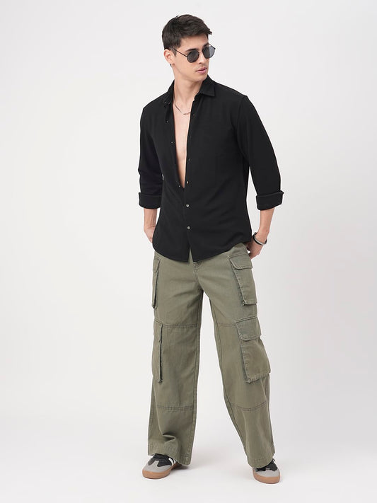Obsidian Black Textured Shirt