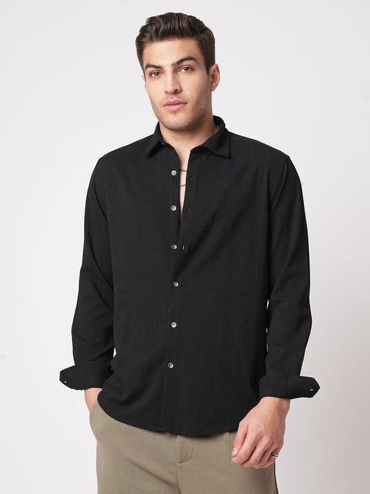 Midnight Black Textured Shirt