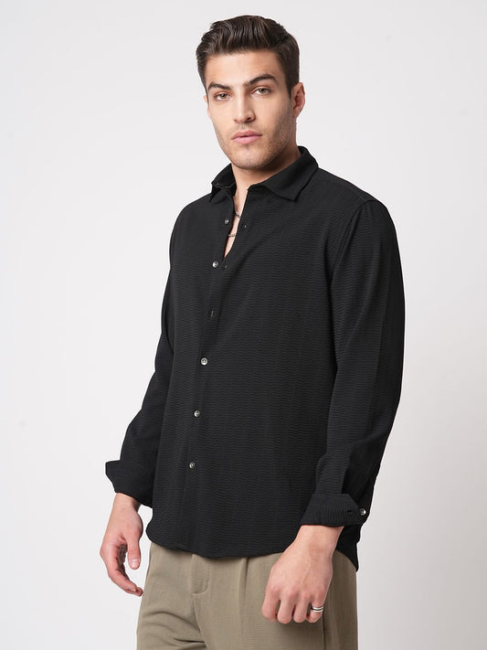Midnight Black Textured Shirt