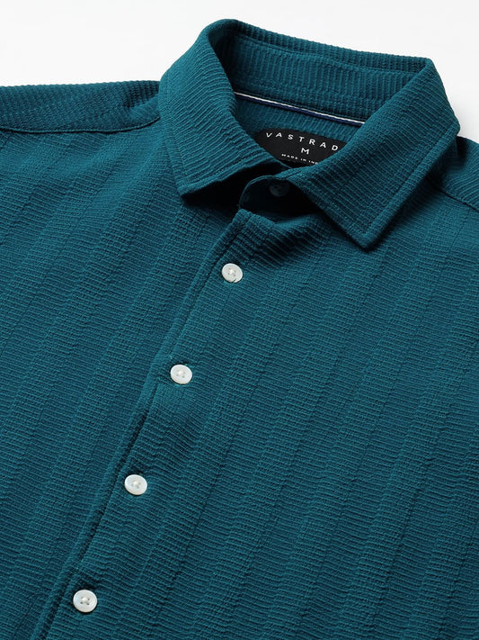 Teal Blue Textured Shirt