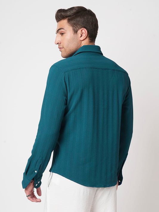 Teal Blue Textured Shirt
