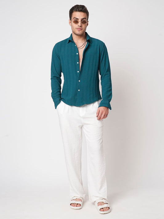 Teal Blue Textured Shirt