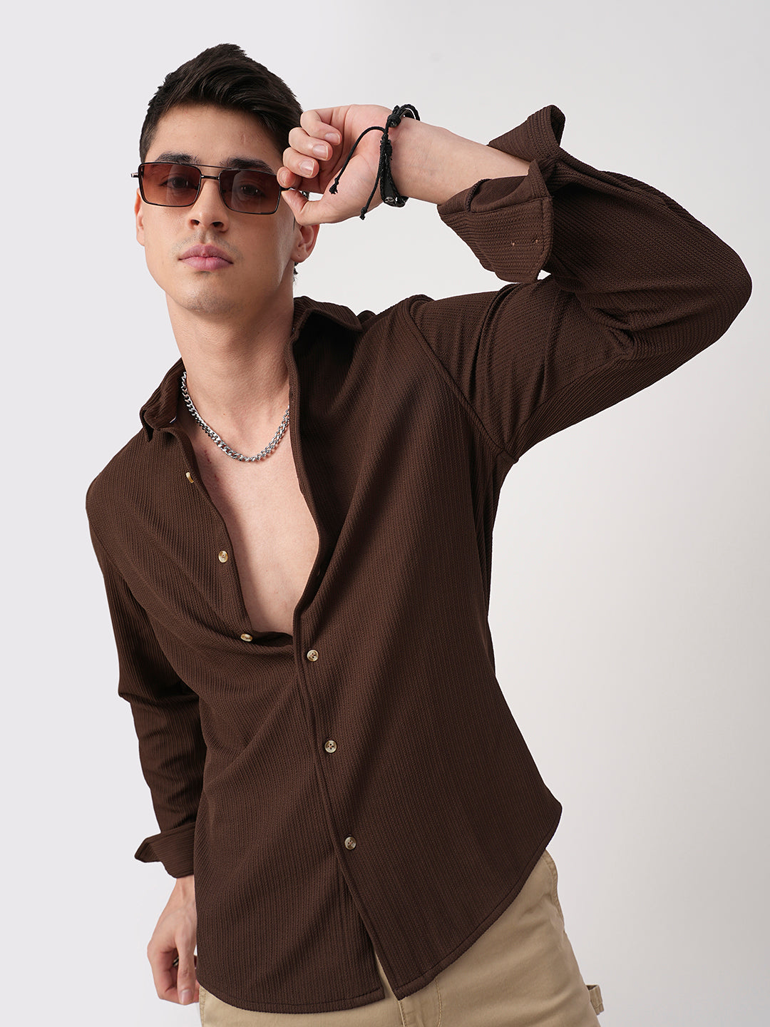 Chocolate Brown Textured Shirt