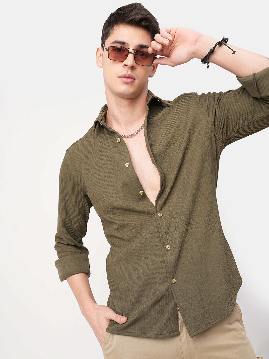 Olive Textured Shirt