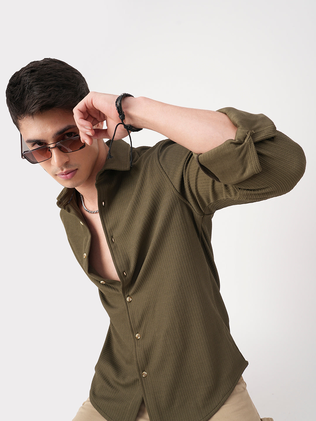 Olive Textured Shirt