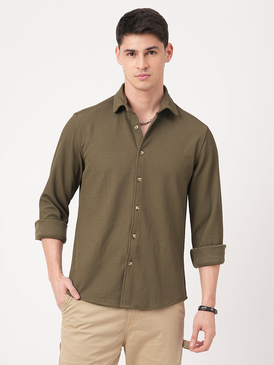 Olive Textured Shirt