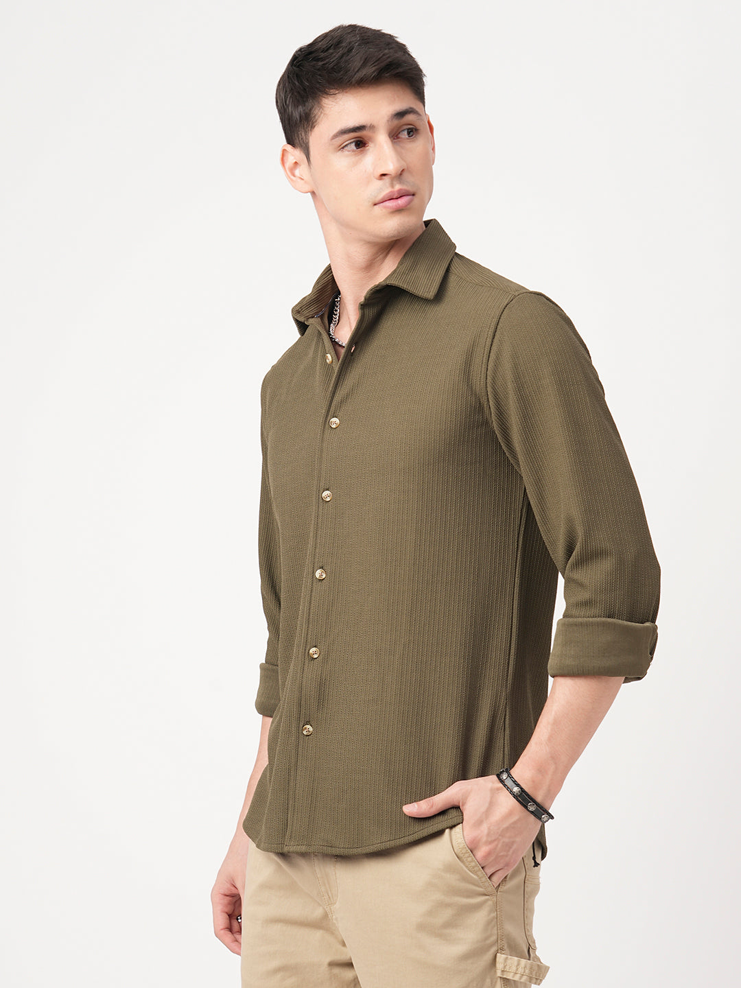Olive Textured Shirt