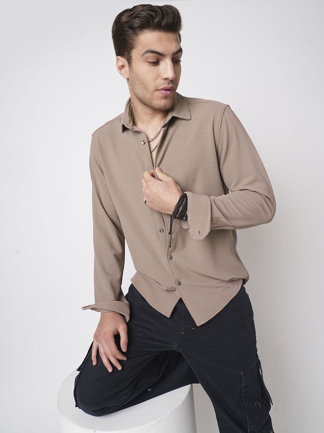Mocha Textured Shirt