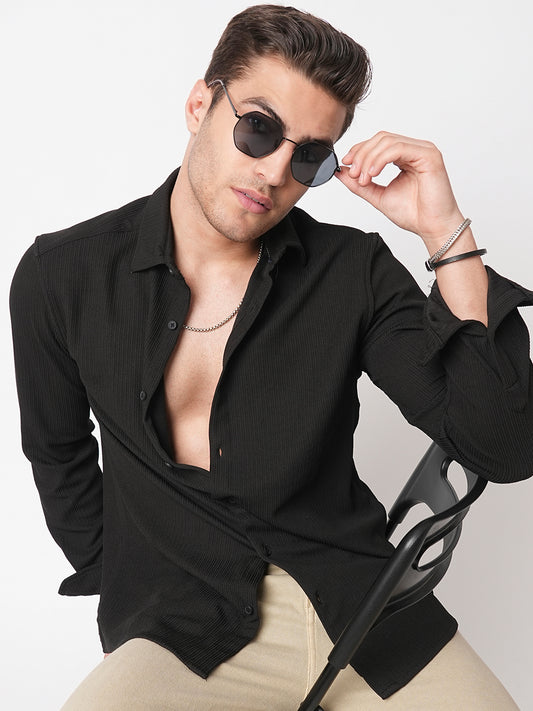 Jade Black Textured Shirt