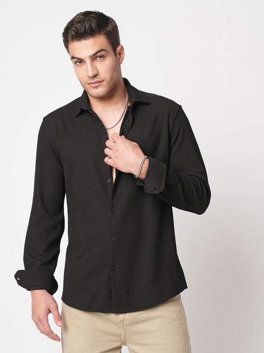 Jade Black Textured Shirt