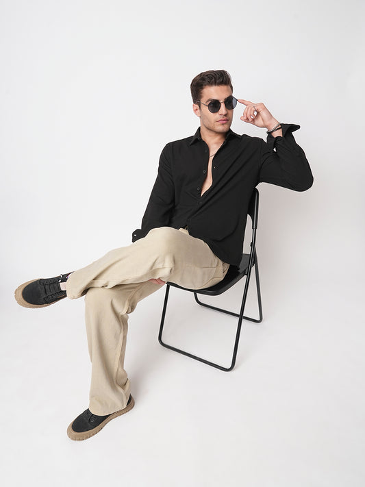 Jade Black Textured Shirt