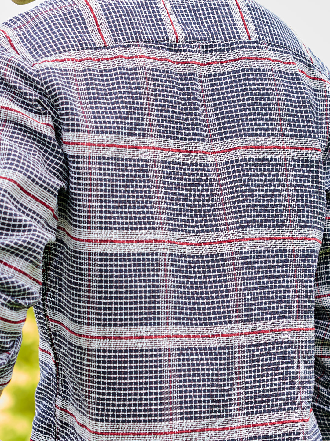 Panache Textured Mini Checks Navy Shirt