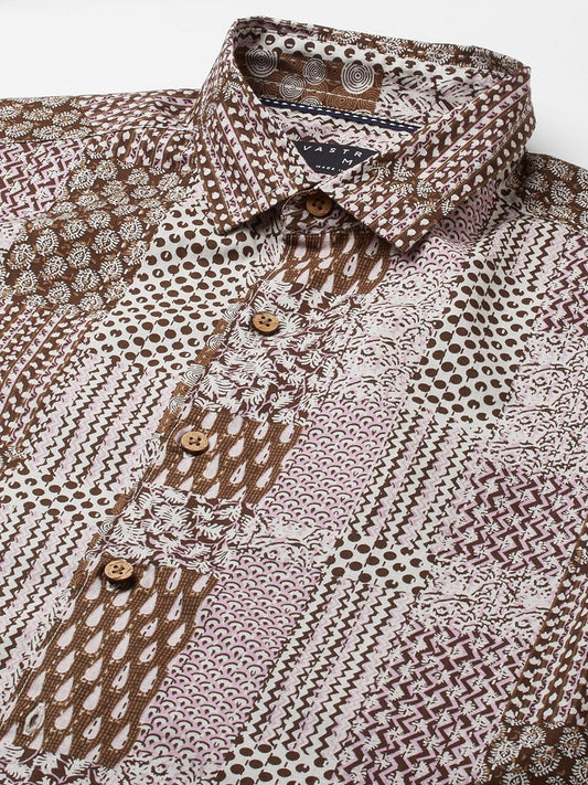Brown Kalamkari Printed Shirt