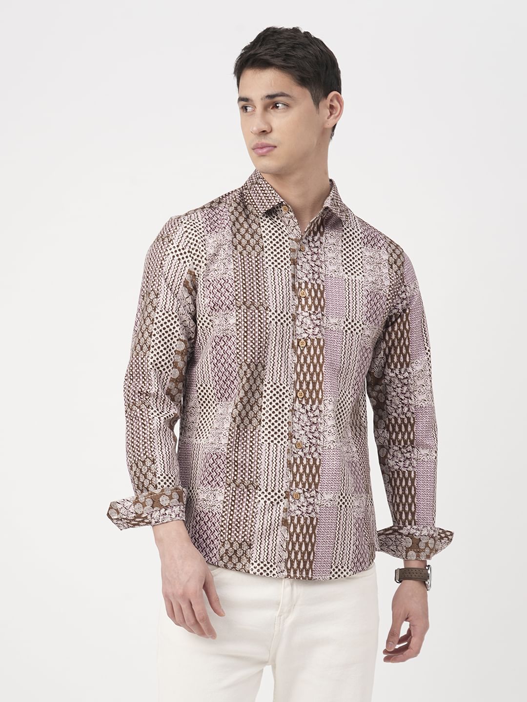 Brown Kalamkari Printed Shirt