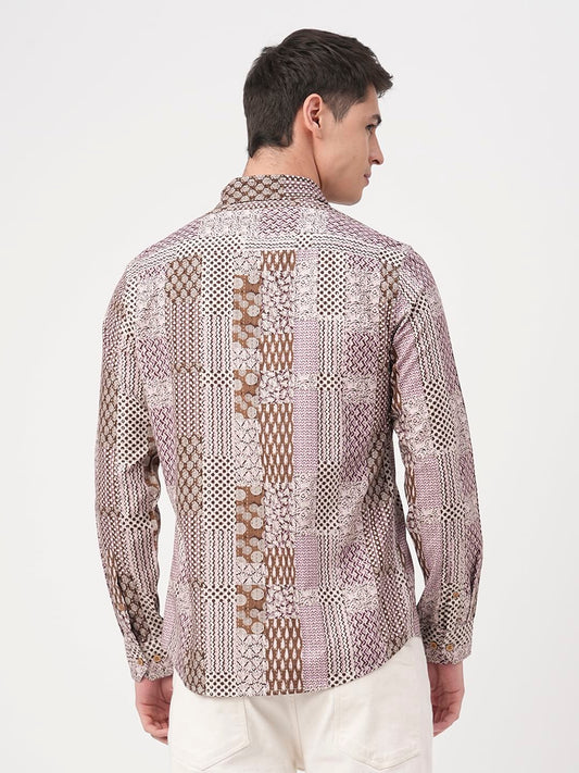 Brown Kalamkari Printed Shirt