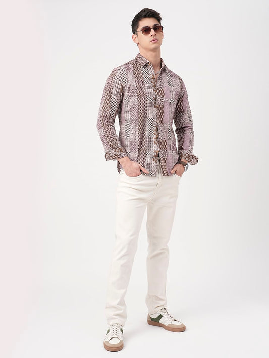 Brown Kalamkari Printed Shirt