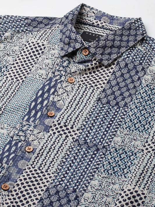 Navy Blue Kalamkari Printed Shirt