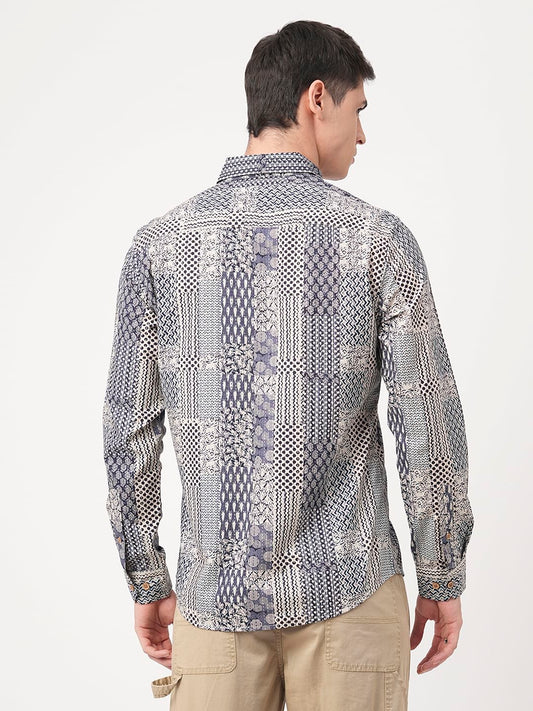 Navy Blue Kalamkari Printed Shirt