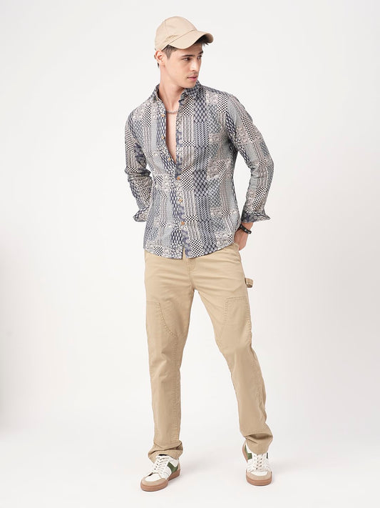 Navy Blue Kalamkari Printed Shirt