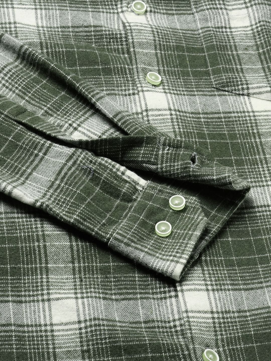 Olive & White Flannel Plaid Checkered Shirt