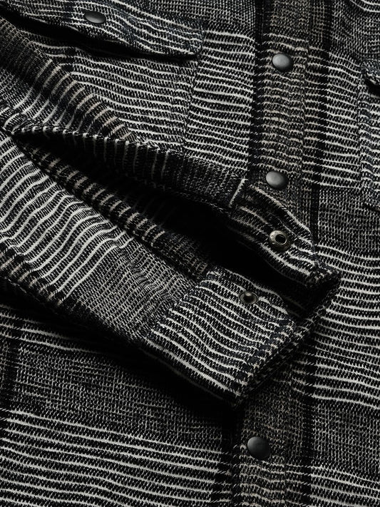 Monochrome Horizontal Stripes Double Flap Pocket Shirt