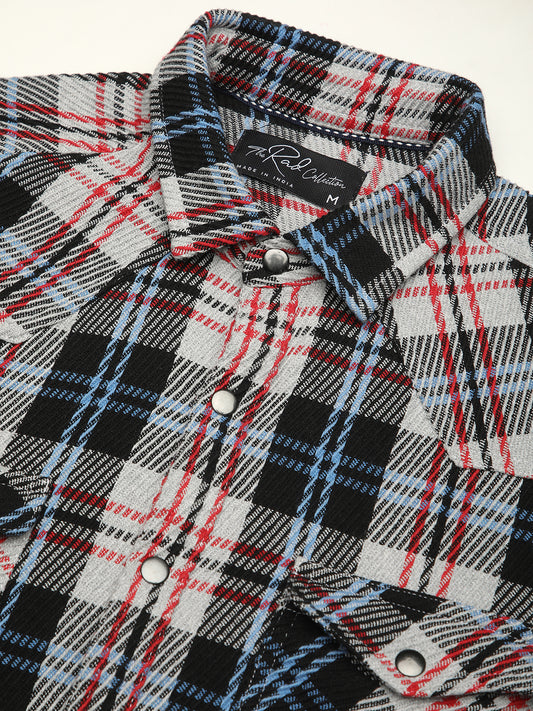Vibrant Multicolor Heavy Twill Jacquard Double Pocket Shirt