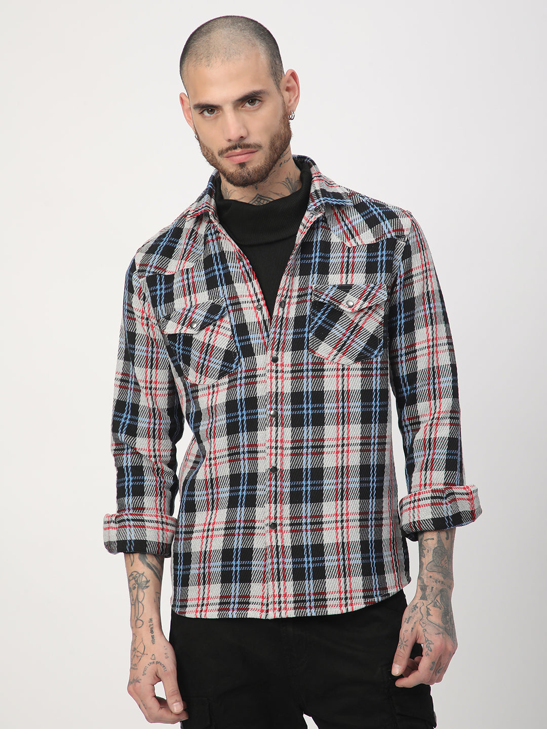 Vibrant Multicolor Heavy Twill Jacquard Double Pocket Shirt